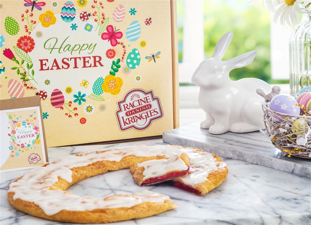 Easter Box surrounded by easter decorations. 